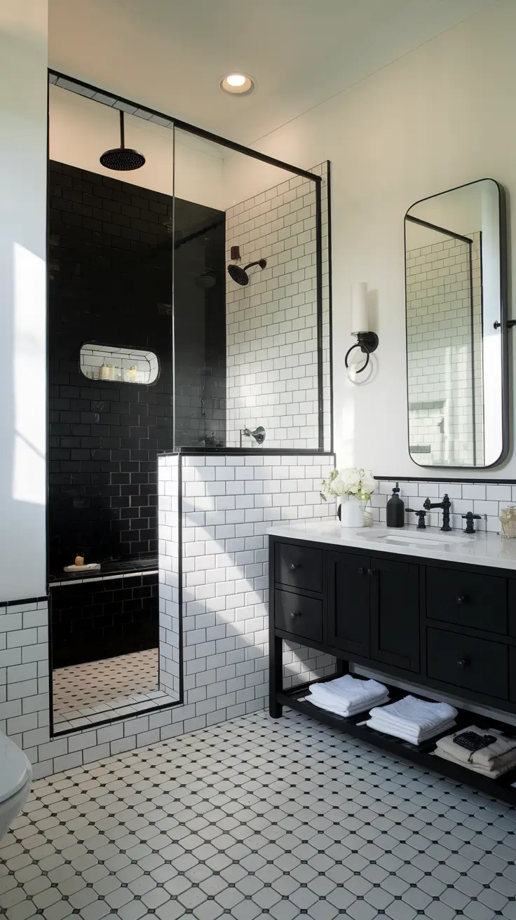 Black and White Bathroom Ideas 2026 – Modern & Timeless Inspiration