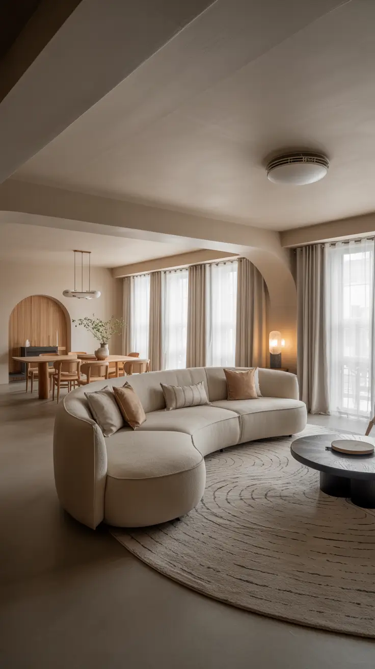 Curved Sofa Ideas for Living Room 2026: Modern, Mid-Century & Stylish Interiors