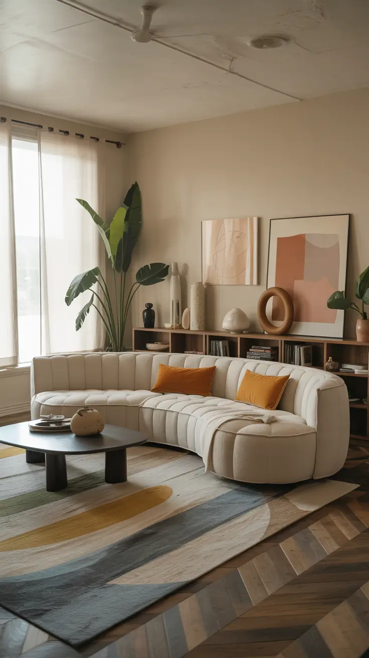 Curved Sofa Ideas for Living Room 2026: Modern, Mid-Century & Stylish Interiors