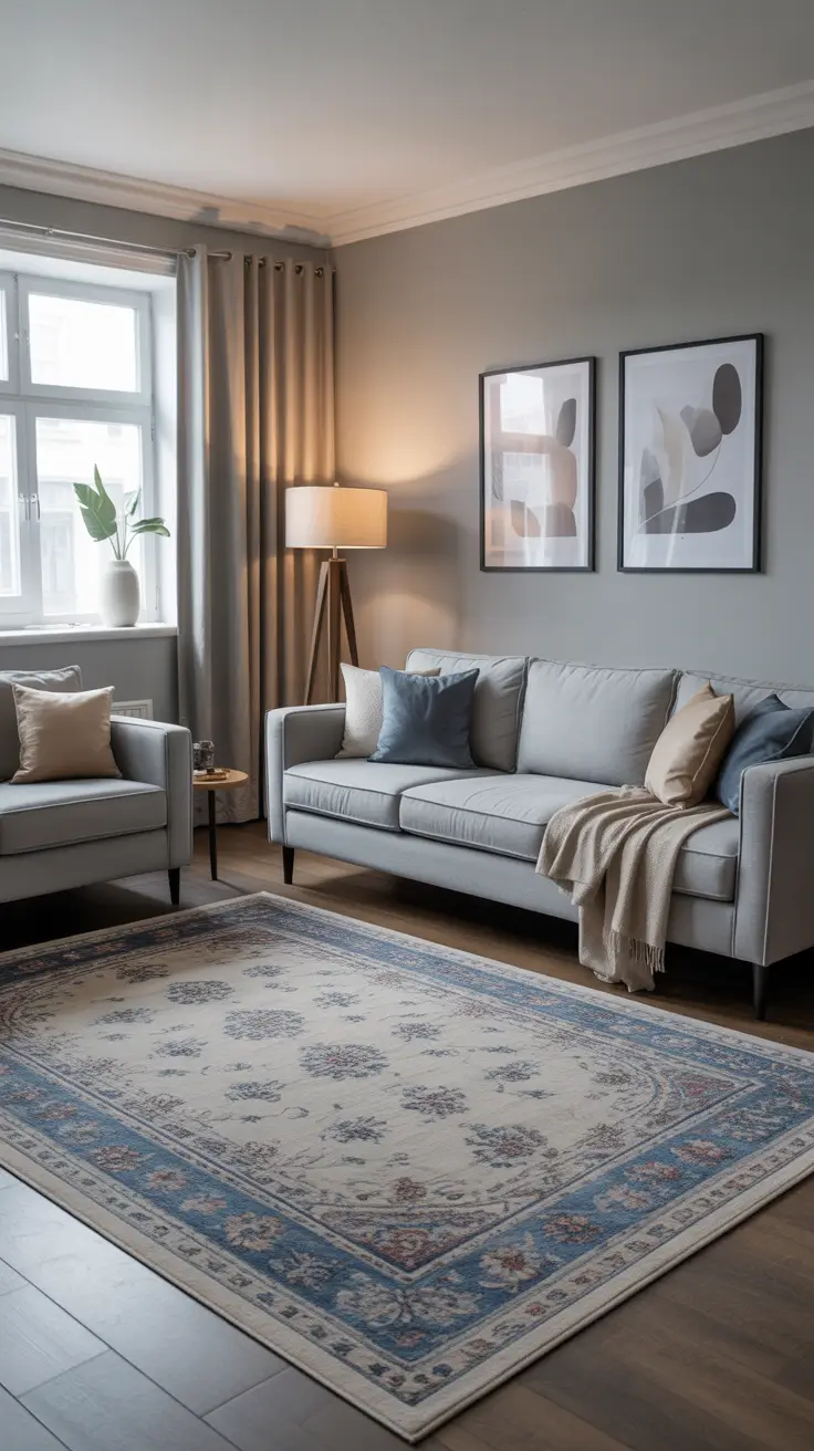 Living Room Carpet Ideas 2026: Area Rugs, Modern Colors & Cozy Styles