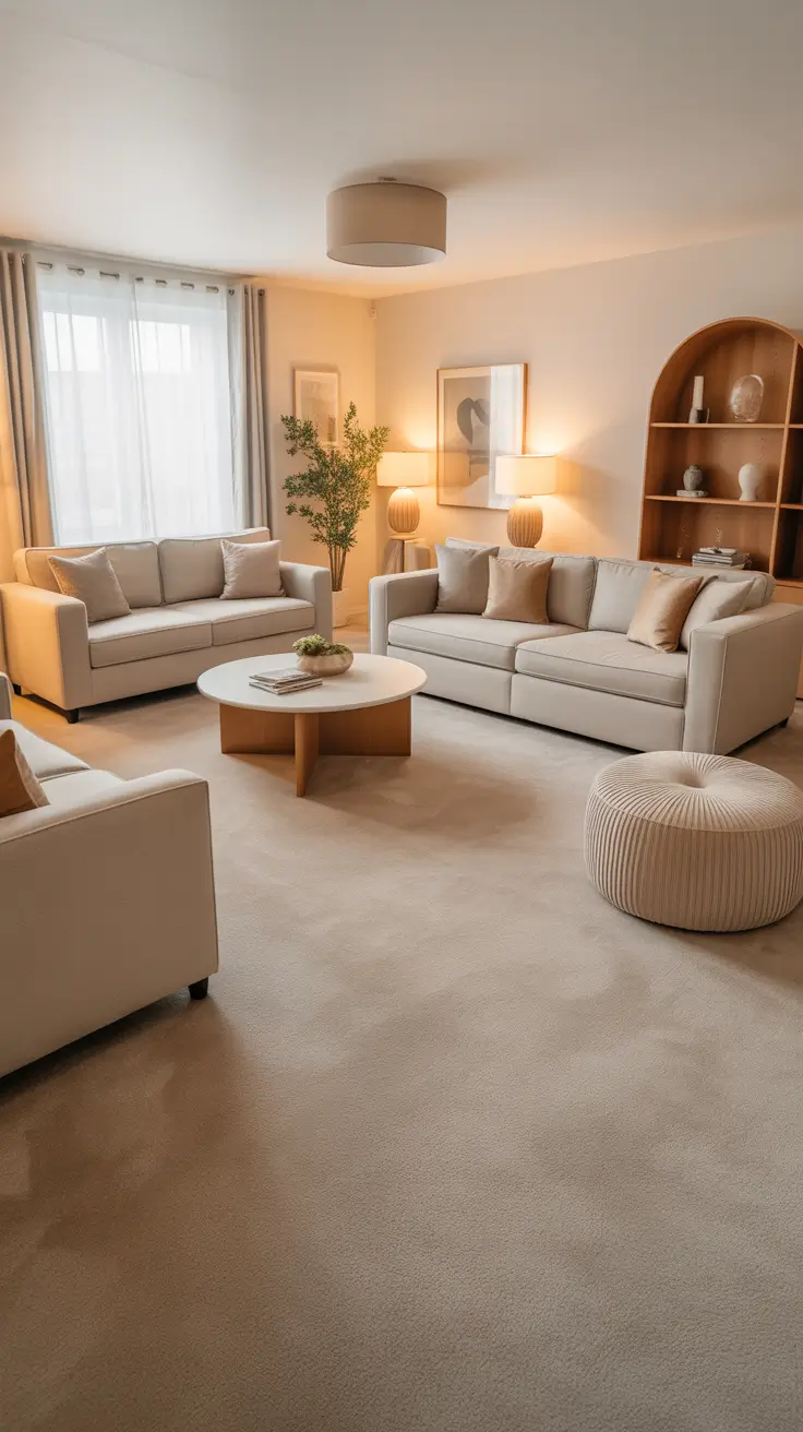 Living Room Carpet Ideas 2026: Area Rugs, Modern Colors & Cozy Styles