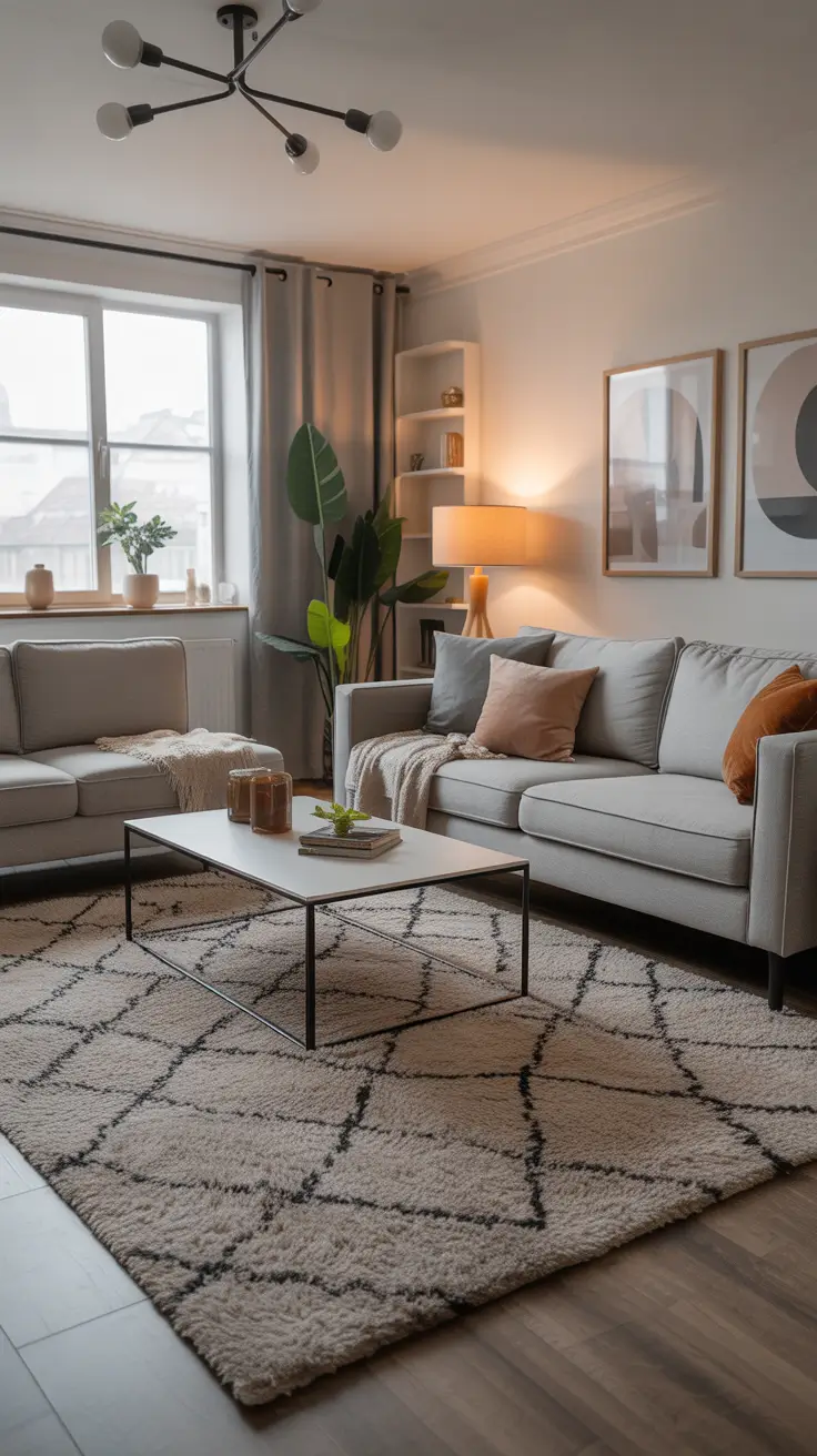 Living Room Carpet Ideas 2026: Area Rugs, Modern Colors & Cozy Styles