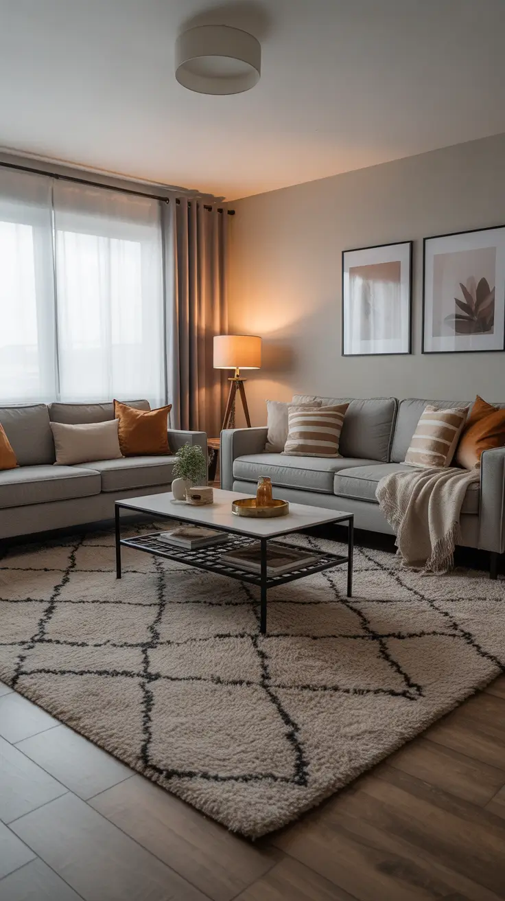 Living Room Carpet Ideas 2026: Area Rugs, Modern Colors & Cozy Styles