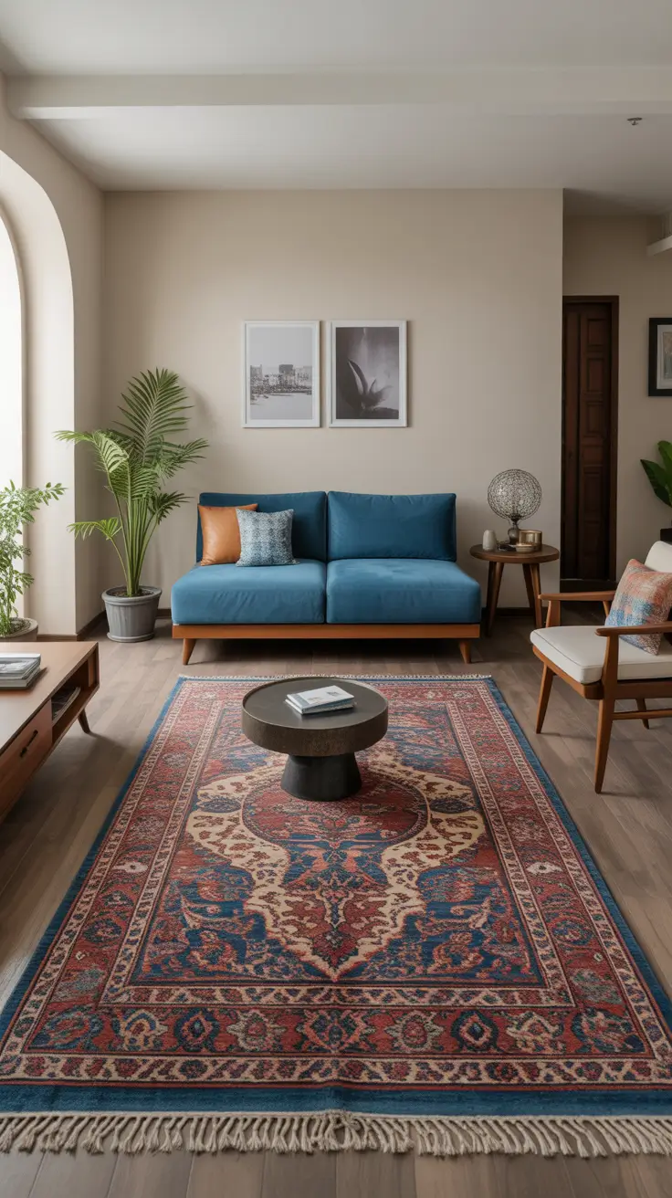 Living Room Carpet Ideas 2026: Area Rugs, Modern Colors & Cozy Styles