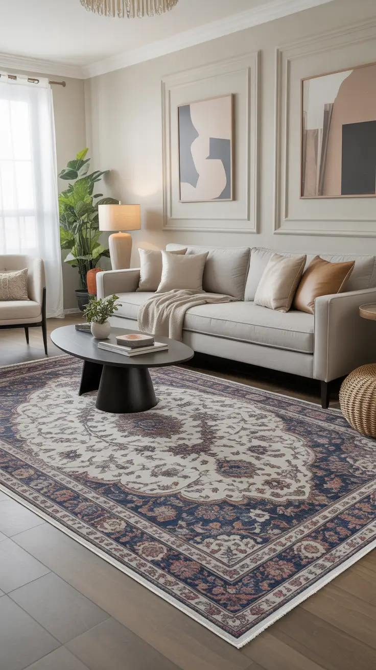 Living Room Carpet Ideas 2026: Area Rugs, Modern Colors & Cozy Styles