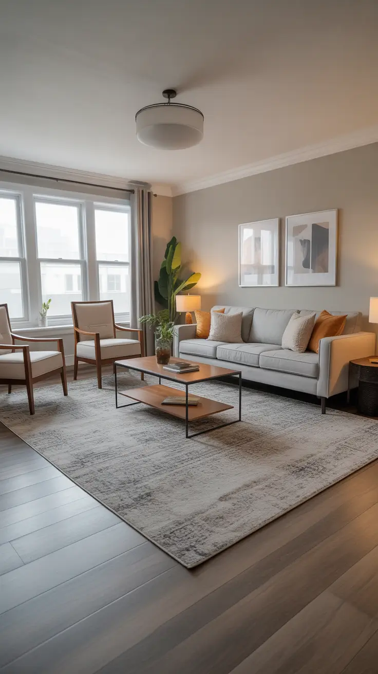 Living Room Carpet Ideas 2026: Area Rugs, Modern Colors & Cozy Styles