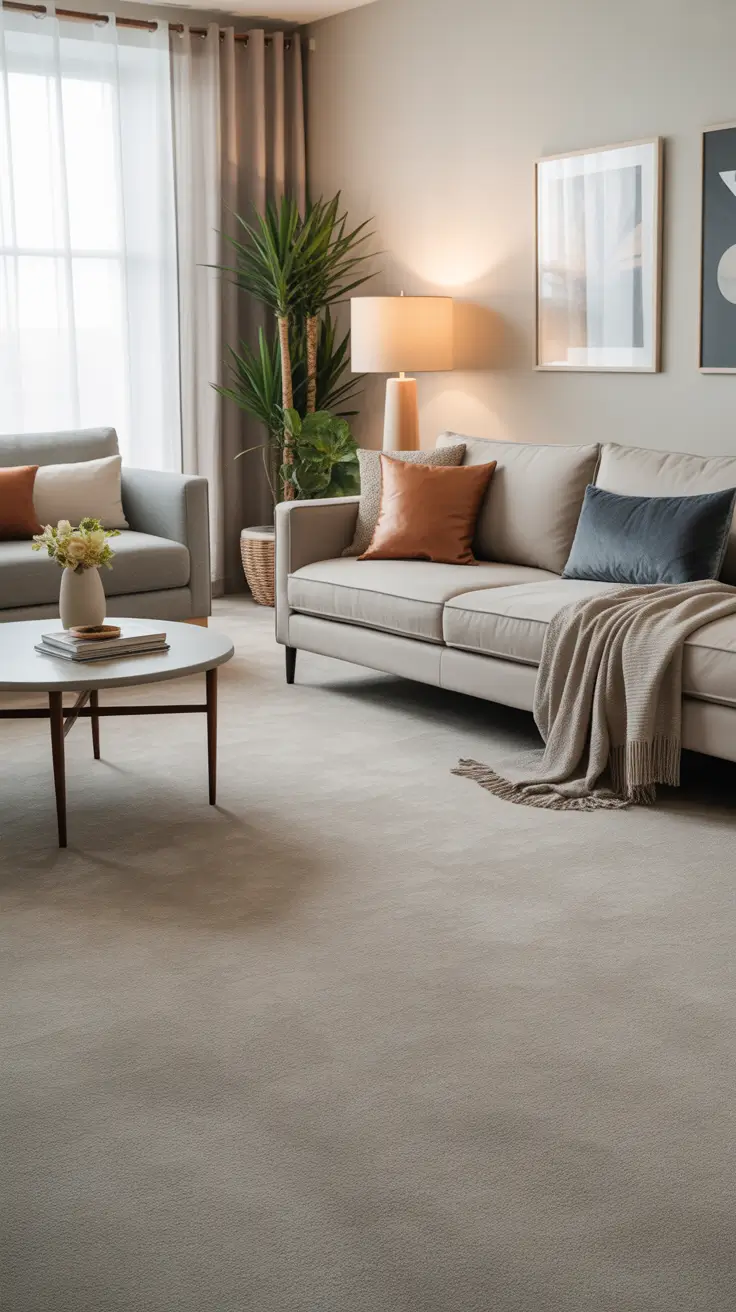 Living Room Carpet Ideas 2026: Area Rugs, Modern Colors & Cozy Styles