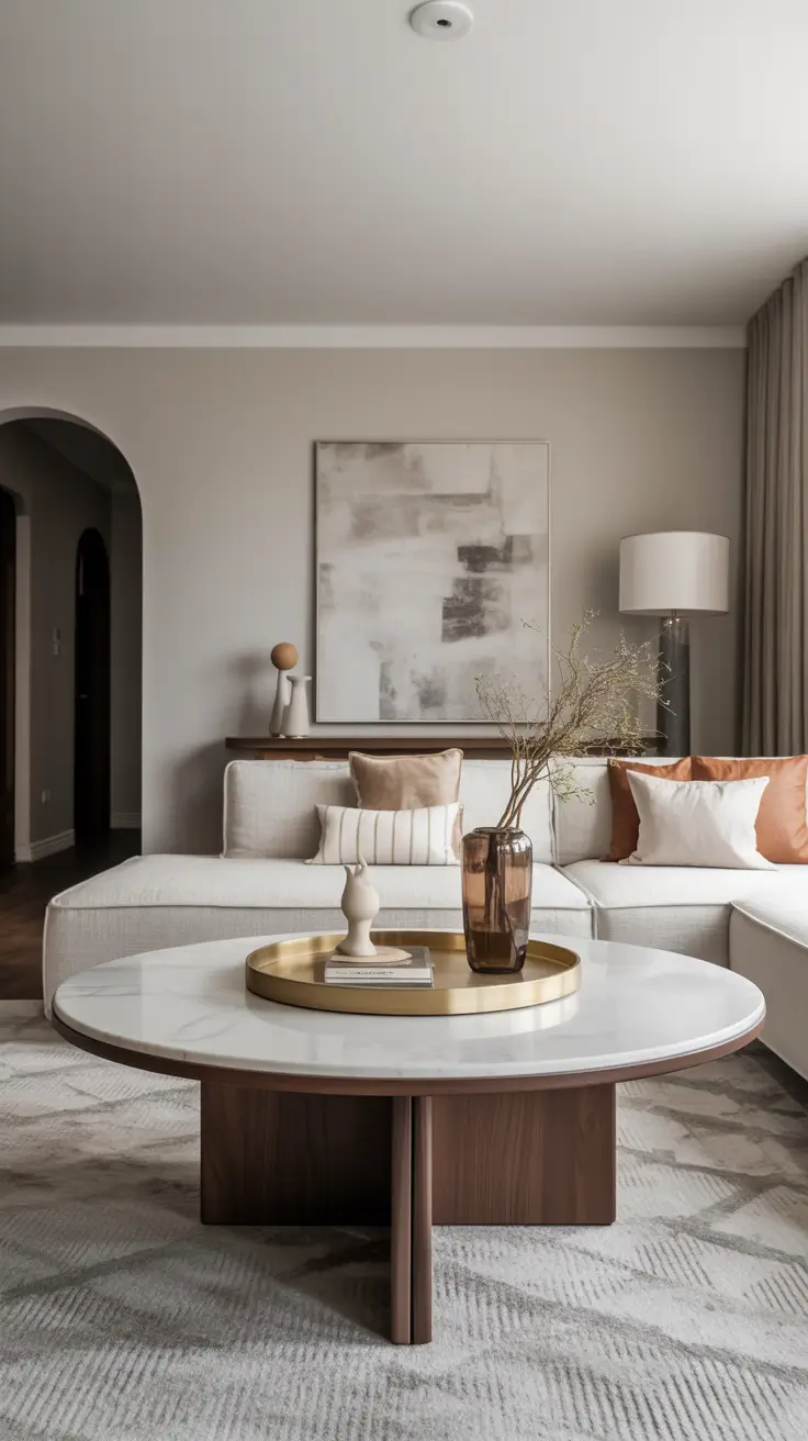 Round Table Living Room Ideas 2026: Modern Coffee Table Decor & Styling