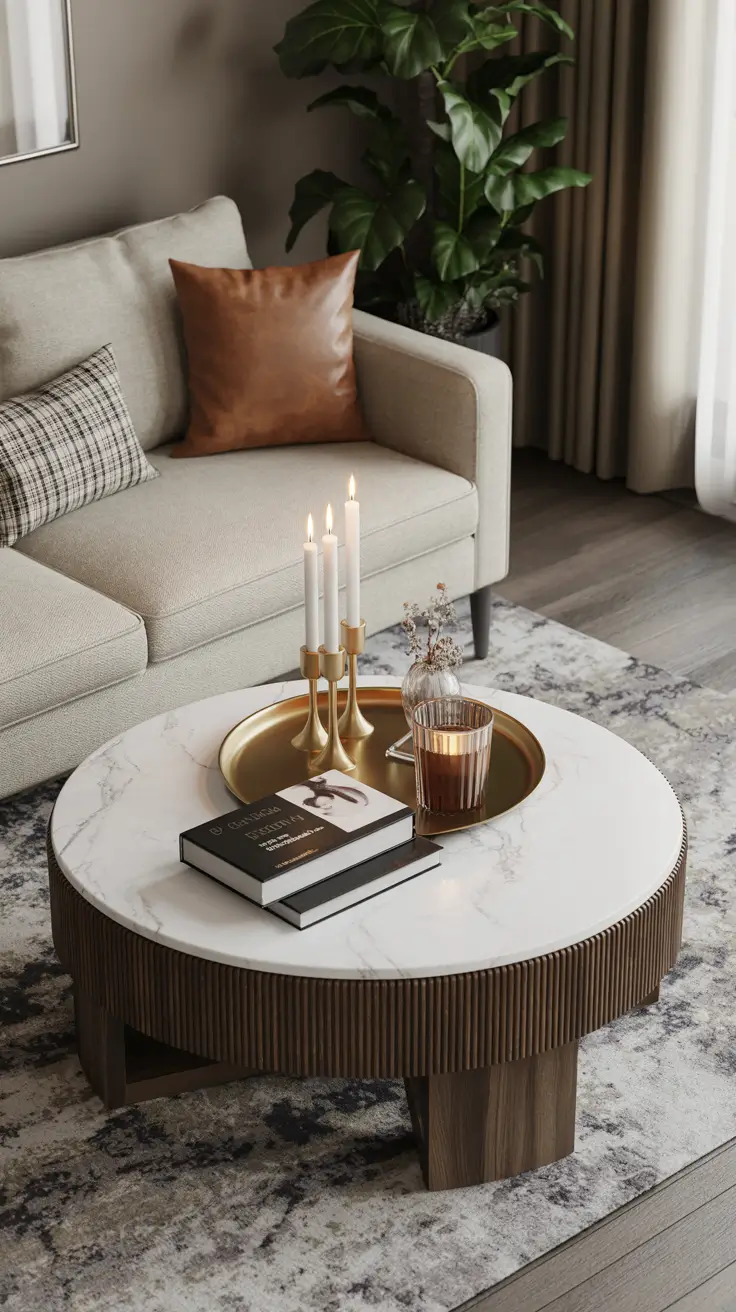 Round Table Living Room Ideas 2026: Modern Coffee Table Decor & Styling