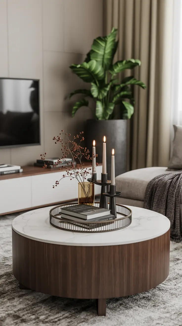 Round Table Living Room Ideas 2026: Modern Coffee Table Decor & Styling