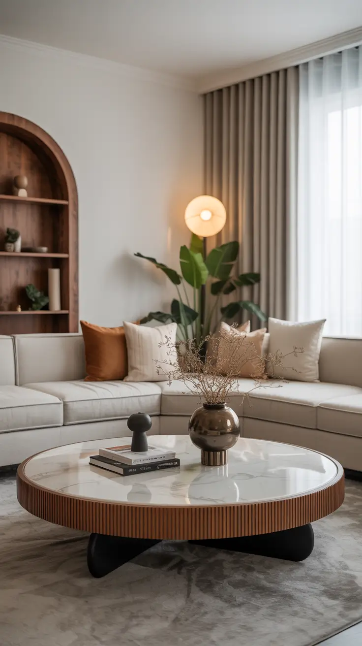 Round Table Living Room Ideas 2026: Modern Coffee Table Decor & Styling