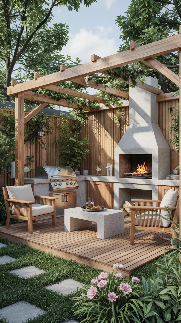 Garden Barbecue Area 2026: Modern Outdoor Fireplace, Pergola & BBQ Island Ideas