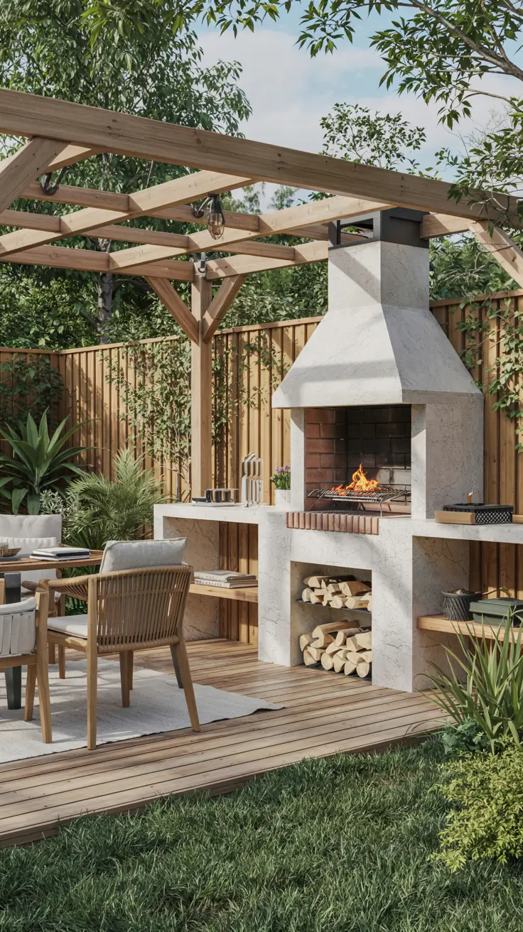 Garden Barbecue Area 2026: Modern Outdoor Fireplace, Pergola & BBQ Island Ideas