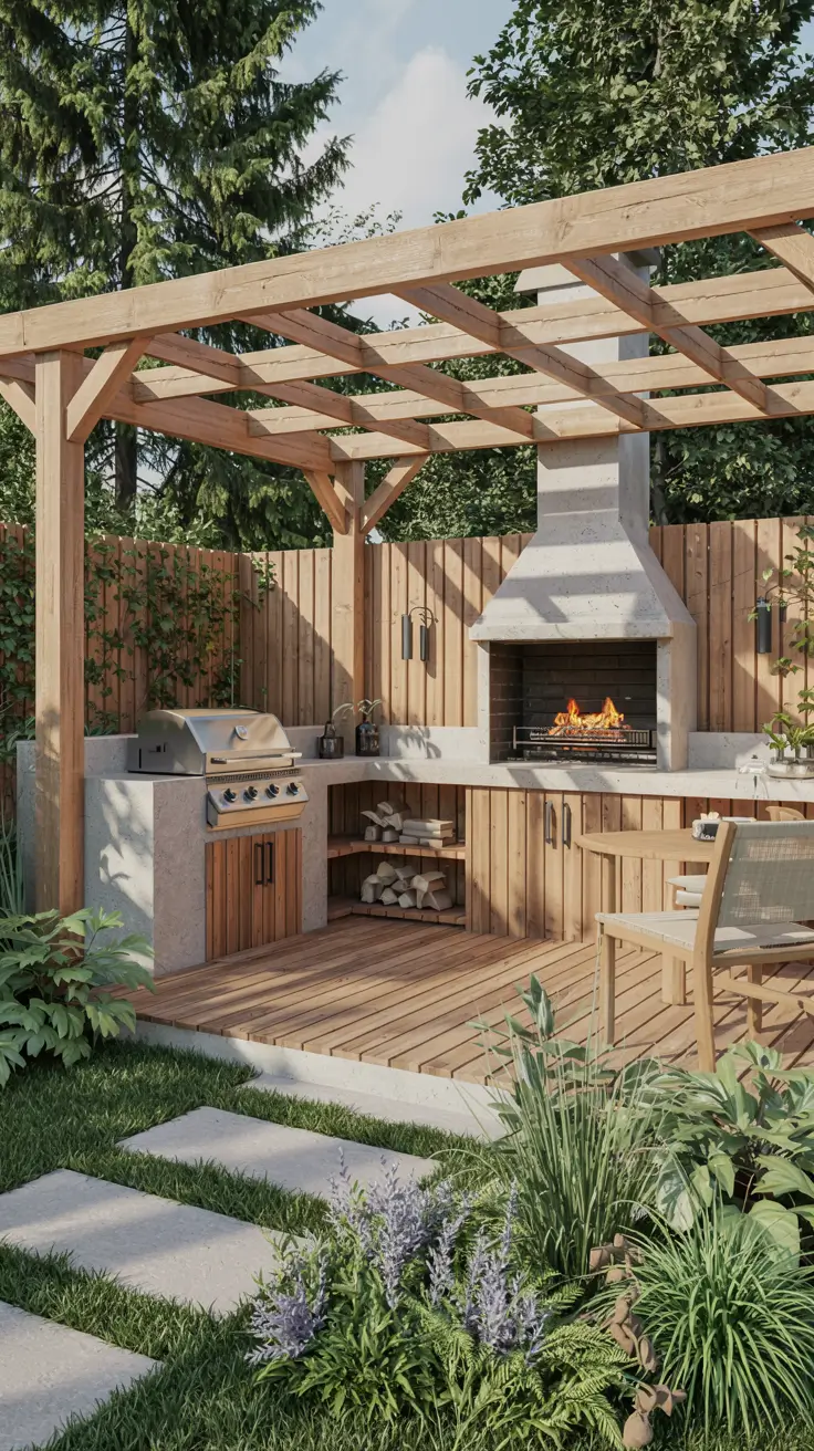 Garden Barbecue Area 2026: Modern Outdoor Fireplace, Pergola & BBQ Island Ideas