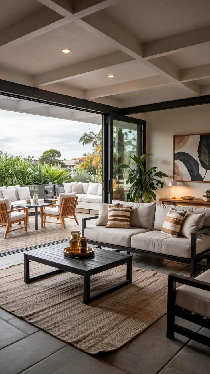 Indoor-Outdoor Living Room 2026: Modern Design Ideas with Sliding Doors & Decks