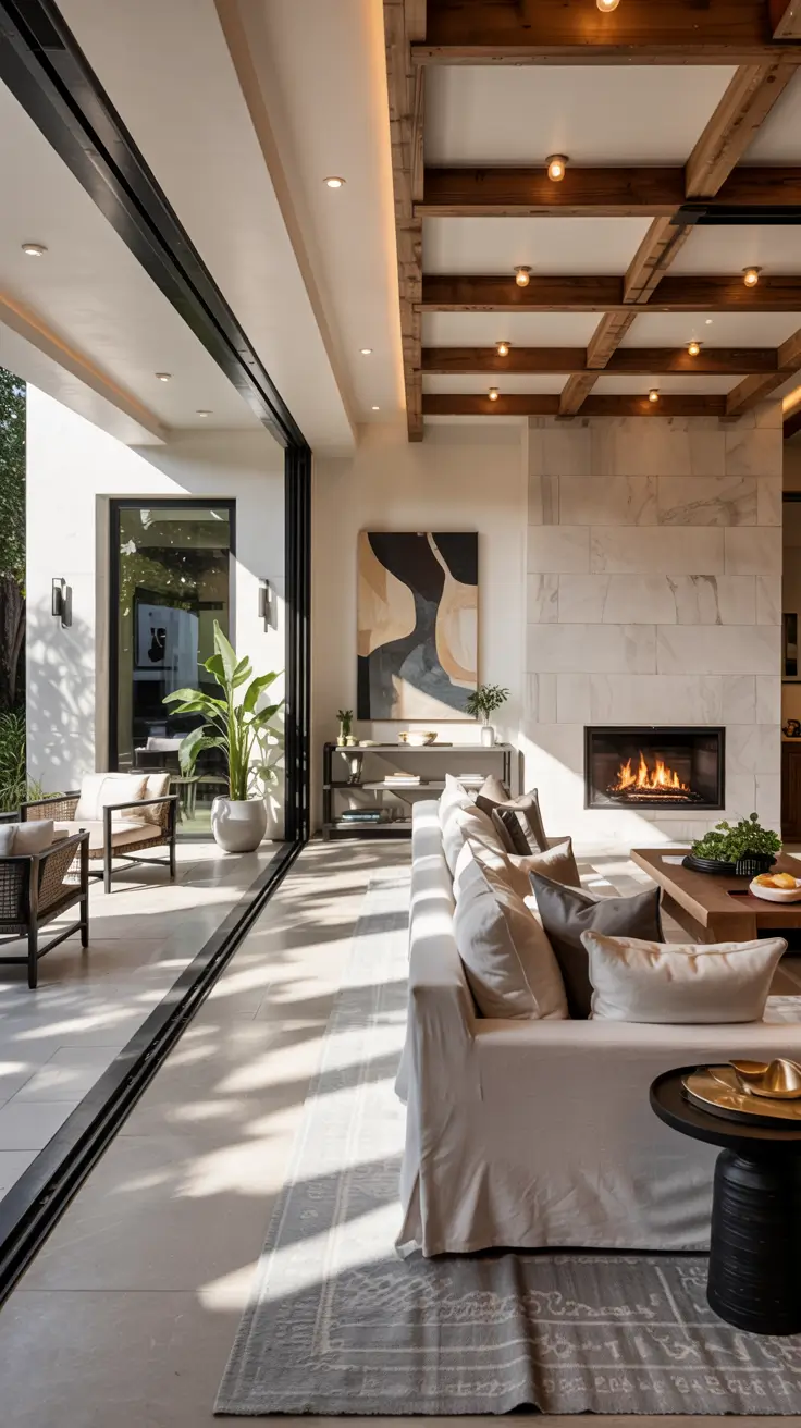 Indoor-Outdoor Living Room 2026: Modern Design Ideas with Sliding Doors & Decks