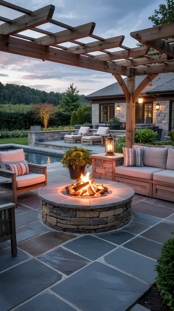 Patio with Fire Pit 2026: Modern Backyard Design Ideas with Pergola, Pool & Dining Area