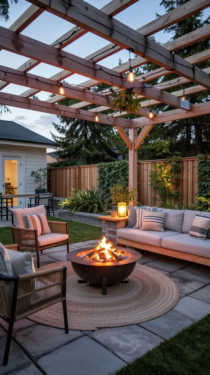 Patio with Fire Pit 2026: Modern Backyard Design Ideas with Pergola, Pool & Dining Area