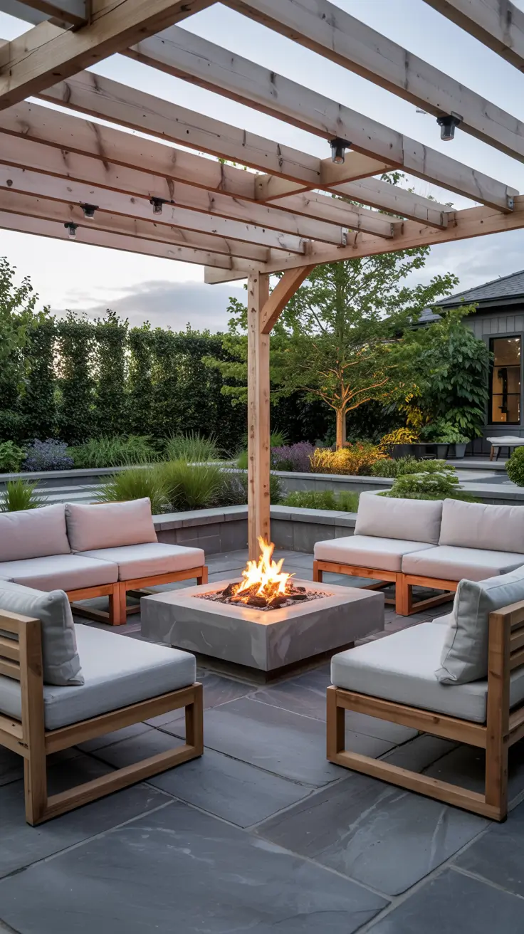 Patio with Fire Pit 2026: Modern Backyard Design Ideas with Pergola, Pool & Dining Area