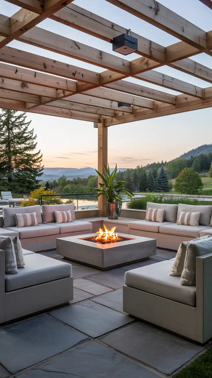 Patio with Fire Pit 2026: Modern Backyard Design Ideas with Pergola, Pool & Dining Area