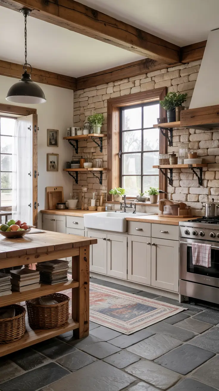 Stone Wall Kitchen Ideas 2026: Rustic, Farmhouse & Modern Textured Designs