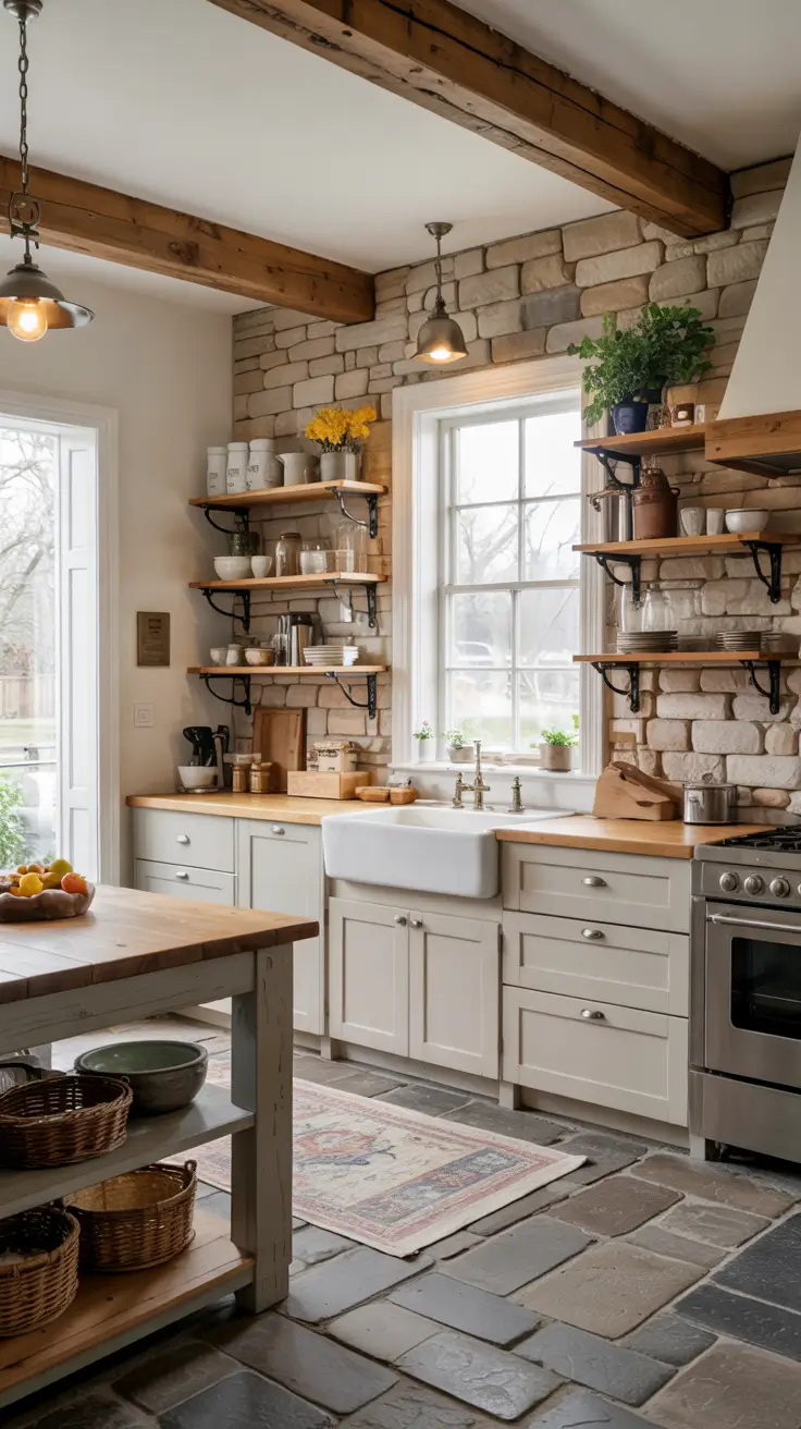 Stone Wall Kitchen Ideas 2026: Rustic, Farmhouse & Modern Textured Designs