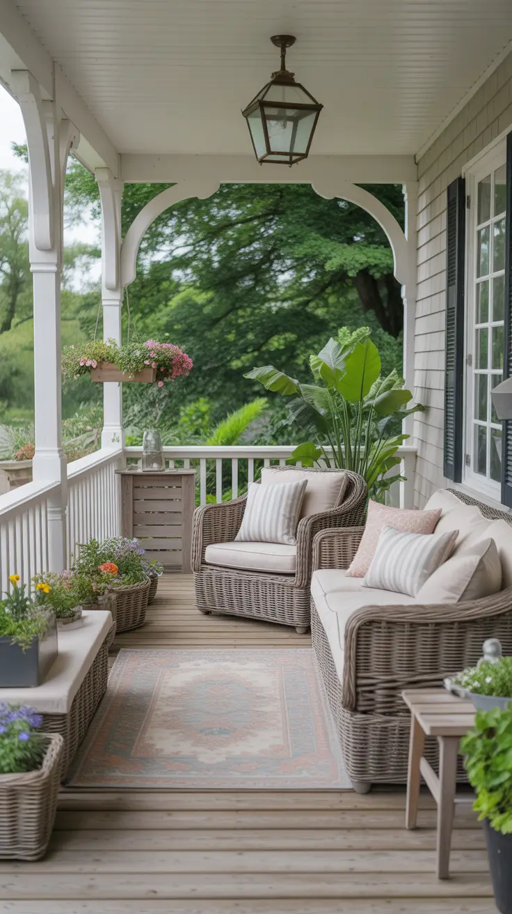 Summer Front Porch Decor Ideas 2026 - Stylish Outdoor Spaces with Rocking Chairs, Flower Pots and Farmhouse Charm
