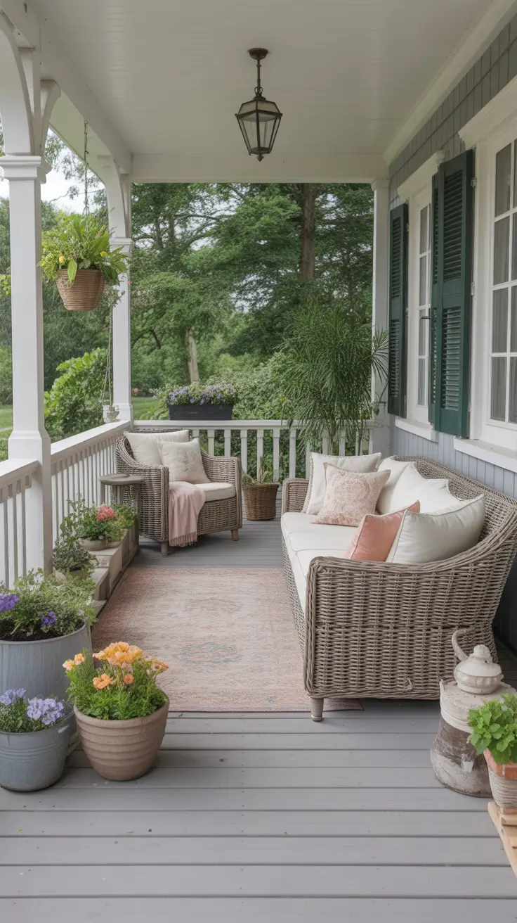 Summer Front Porch Decor Ideas 2026 - Stylish Outdoor Spaces with Rocking Chairs, Flower Pots and Farmhouse Charm