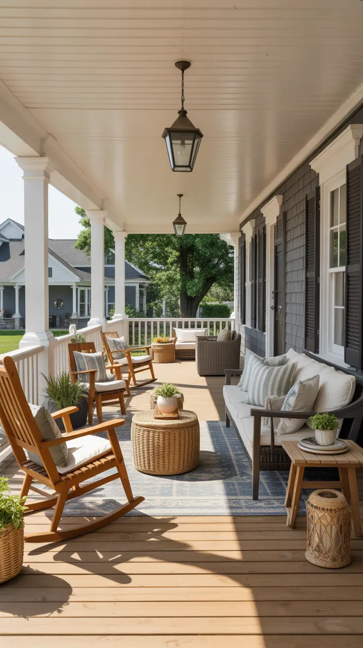 Summer Front Porch Decor Ideas 2026 - Stylish Outdoor Spaces with Rocking Chairs, Flower Pots and Farmhouse Charm