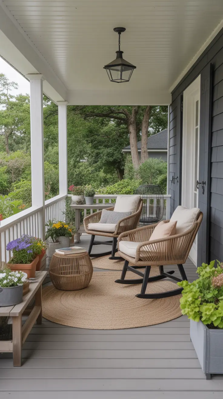 Summer Front Porch Decor Ideas 2026 - Stylish Outdoor Spaces with Rocking Chairs, Flower Pots and Farmhouse Charm