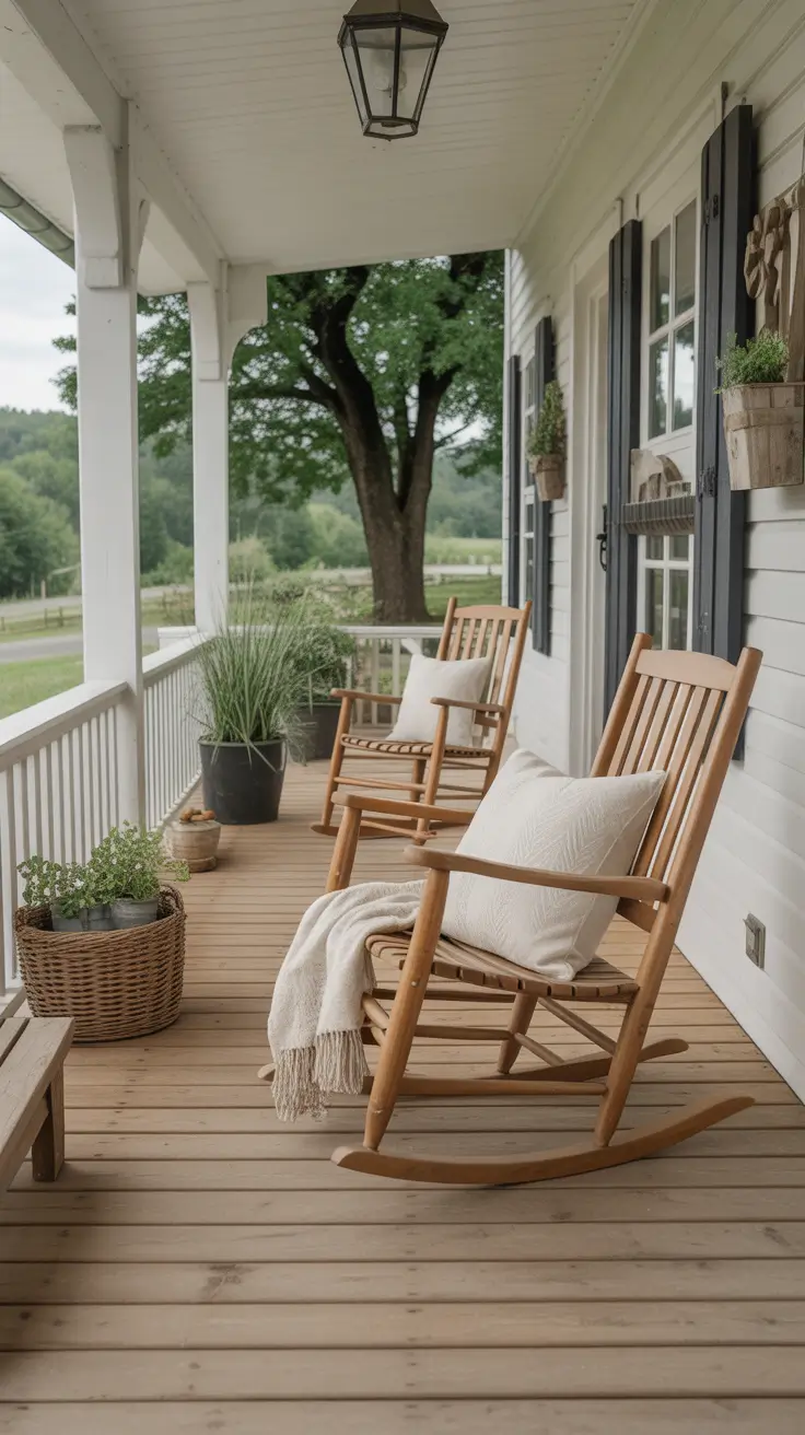 Summer Front Porch Decor Ideas 2026 - Stylish Outdoor Spaces with Rocking Chairs, Flower Pots and Farmhouse Charm